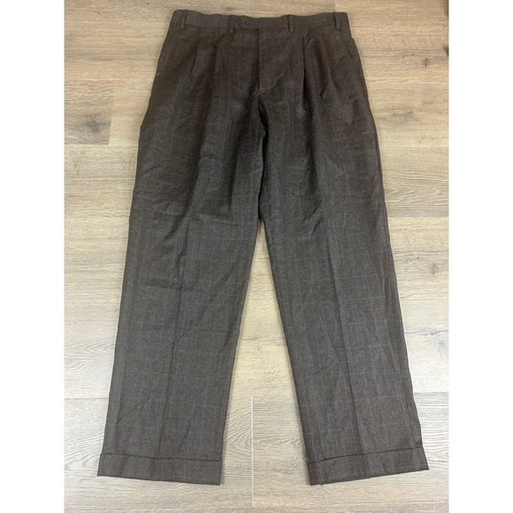 Lauren Ralph Lauren Other - Lauren Ralph Lauren Mens Brown Wool Pleated Cuffed Dress Pants 38W x 32L